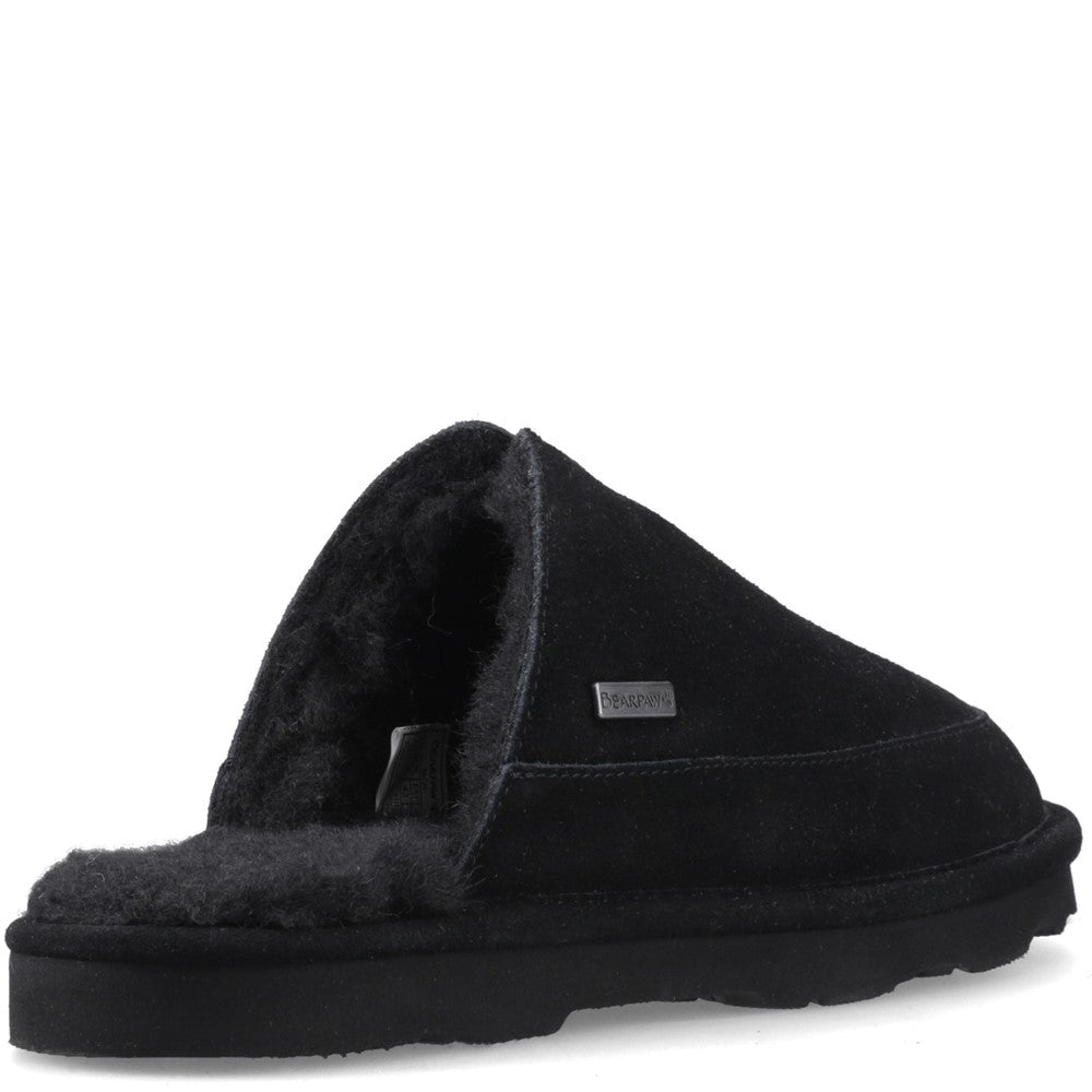 Mens Mule Slippers BLACK Bearpaw WALKER