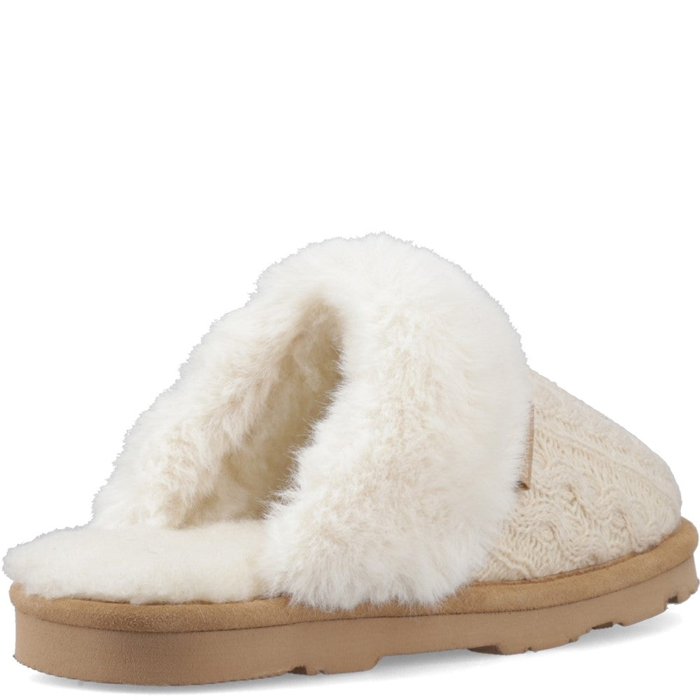 Mule Ladies Slippers CREAM Bearpaw RUMIE CABLE KNIT