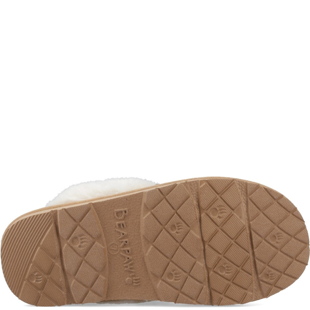 Mule Ladies Slippers CREAM Bearpaw RUMIE CABLE KNIT