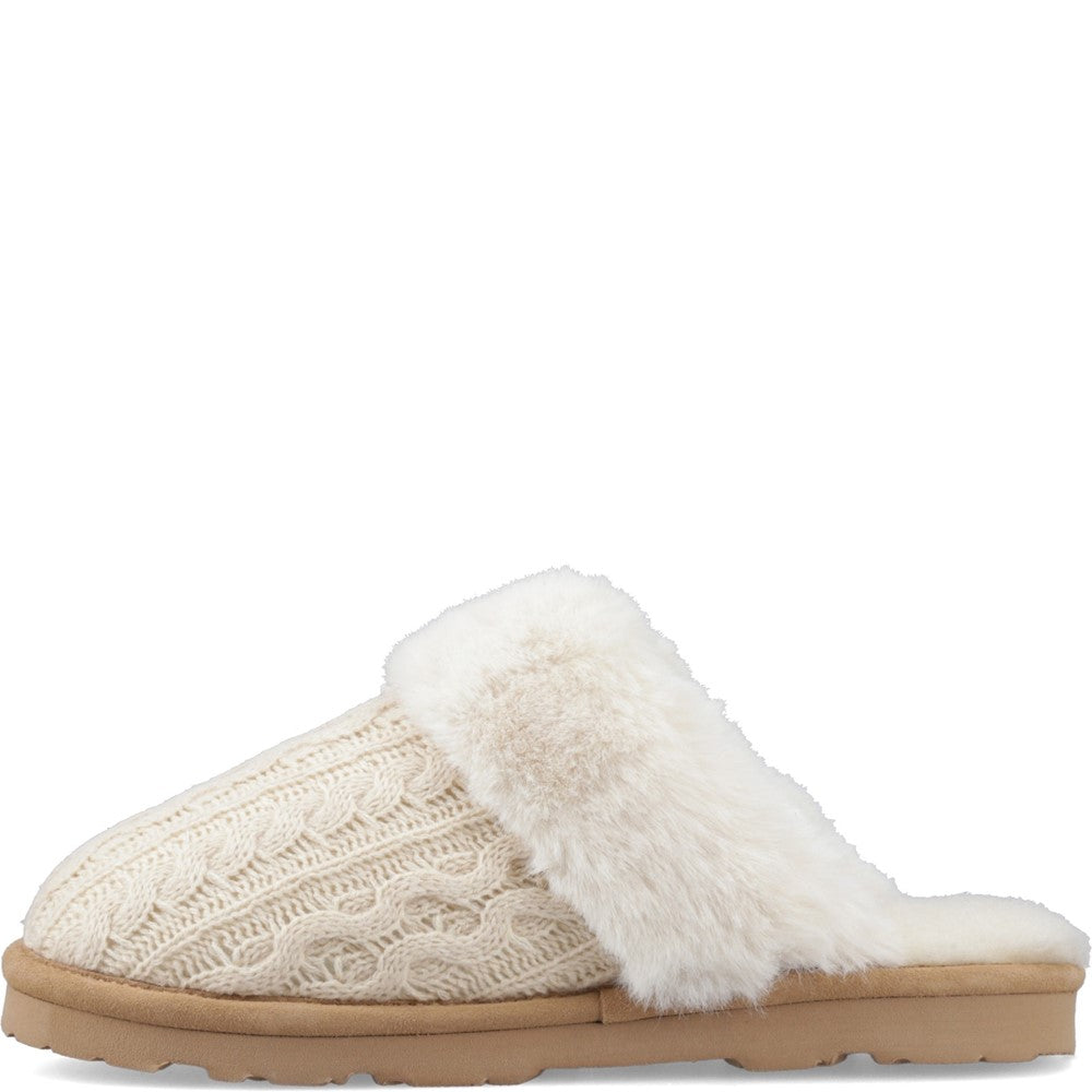 Mule Ladies Slippers CREAM Bearpaw RUMIE CABLE KNIT