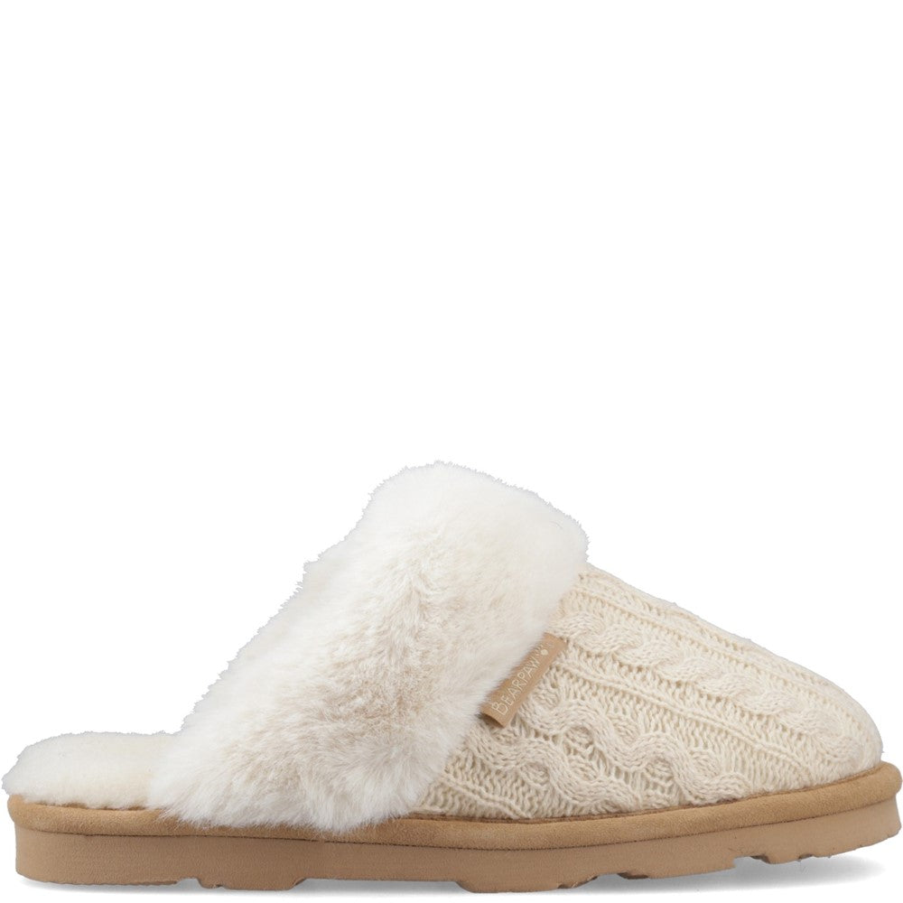 Mule Ladies Slippers CREAM Bearpaw RUMIE CABLE KNIT
