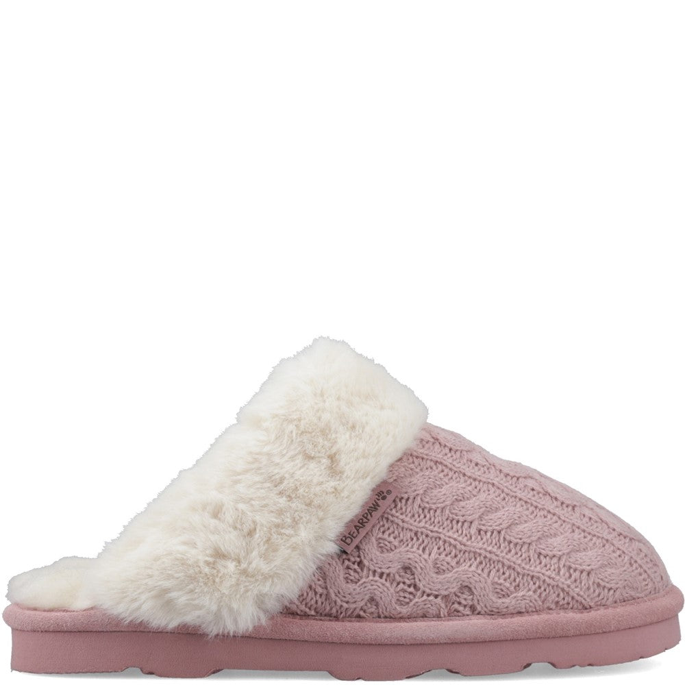 Mule Ladies Slippers PEONY Bearpaw RUMIE CABLE KNIT